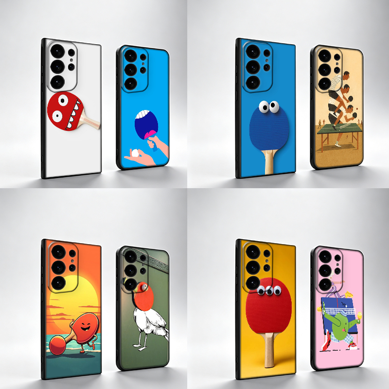Table Tennis Animation - 新しい卓球漫画柄スマホケース、Samsung S25Edge S26FE Galaxy S22 S25
